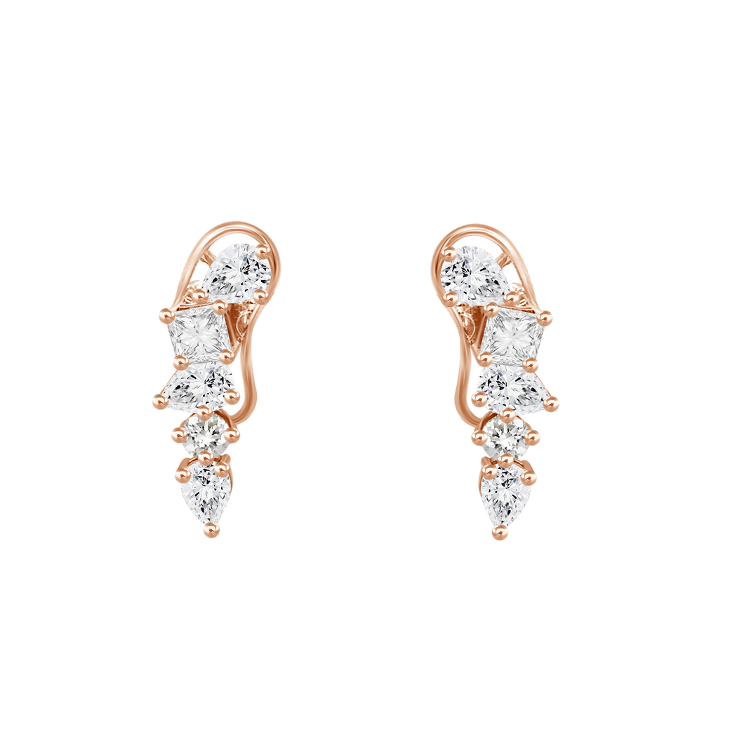 Multi-Shapes Diamond Crawler Earrings